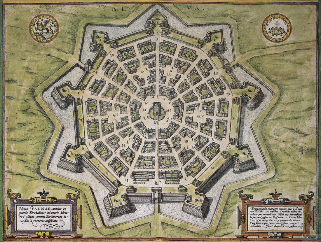 Palmanova - városkép, Frans Hogenberg, 1578, a Civitates Orbis Terrarum városatlasz része